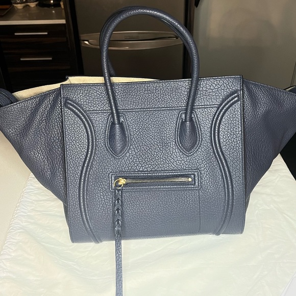 Celine Medium Navy Blue Leather Phantom Luggage Tote - Picture 11 of 16